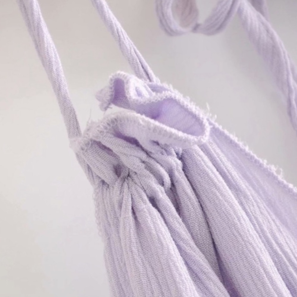 Lavender Boho Halter Mini Babydoll Dress, Dotti Lace Mini Dress - Picture 6 of 11
